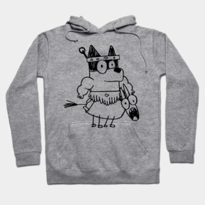 Gray hoodie with playful cartoon graphic, cotton material, casual style, perfect for everyday wear.