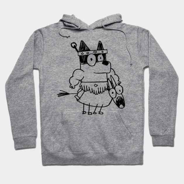 Gray hoodie with playful cartoon graphic, cotton material, casual style, perfect for everyday wear.
