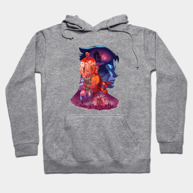 Gray hoodie with colorful abstract graphic design, cotton material, casual style, ideal for everyday wear.