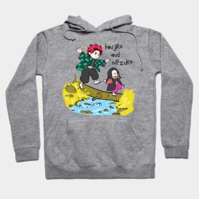 Gray hoodie with playful cartoon characters design, featuring vibrant colors and casual style for everyday wear.