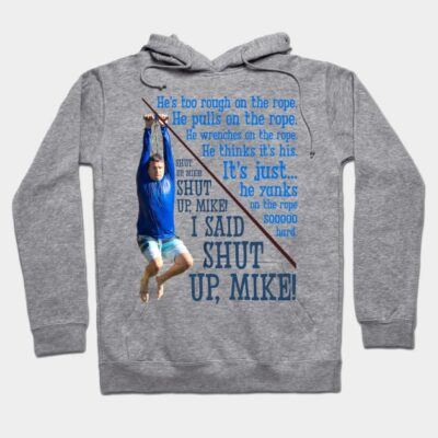 Gray hoodie with humorous blue text and illustration. Casual style, perfect for everyday wear. Comfortable and stylish.