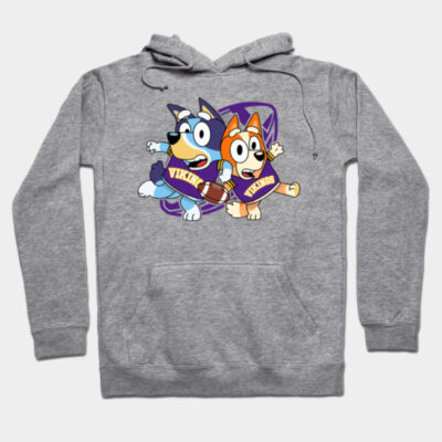 Gray hoodie with cartoon dog design, featuring vibrant colors and playful theme, perfect for casual wear.