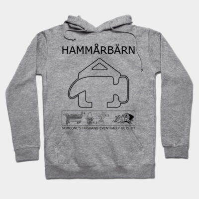 Gray hoodie with humorous design and text, featuring graphic illustrations. Casual wear, soft fabric, unisex style.