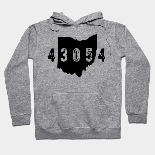 Gray hoodie with Ohio state outline and "43054" print, casual wear, soft cotton blend, unisex style.
