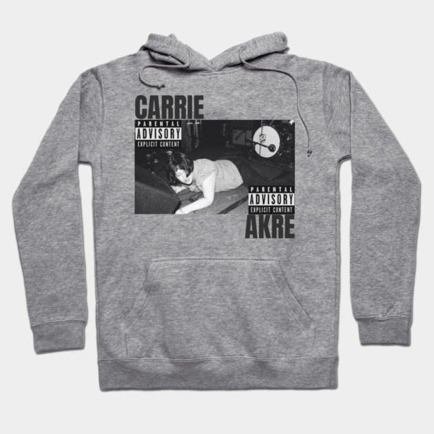 Gray hoodie with graphic print, featuring bold text design. Cozy cotton material, ideal for casual wear.