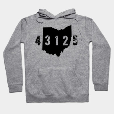 Gray hoodie with black Ohio state print and numbers 43125, casual cotton blend, perfect for everyday wear.