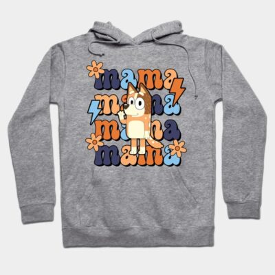 Gray hoodie with colorful cartoon graphic and text, cozy cotton blend, casual style for everyday wear.