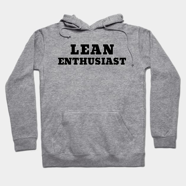 Gray hoodie with "Lean Enthusiast" text, casual style, cotton blend, perfect for everyday wear.
