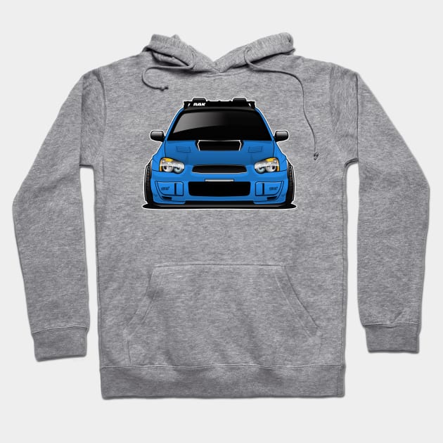 Gray hoodie featuring a blue sports car graphic, cotton material, casual wear, unisex style.