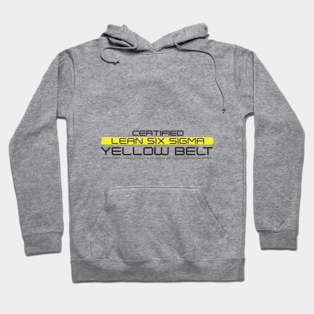 Gray Lean Six Sigma Yellow Belt hoodie, featuring cozy cotton material and front printed design for casual wear.