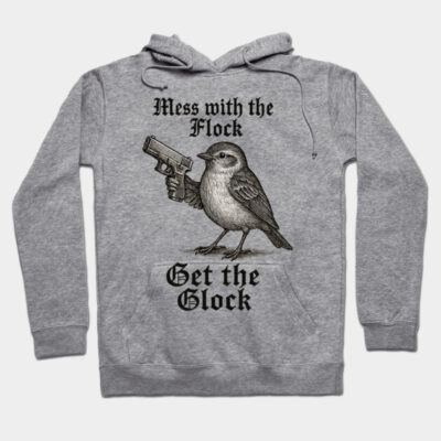 Gray hoodie with humorous bird and text design, featuring a playful style. Perfect for casual wear and gifting.
