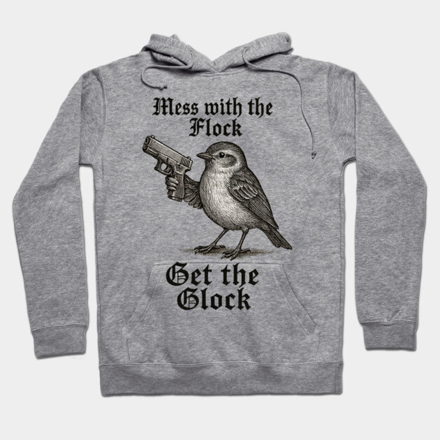 Gray hoodie with humorous bird and text design, featuring a playful style. Perfect for casual wear and gifting.