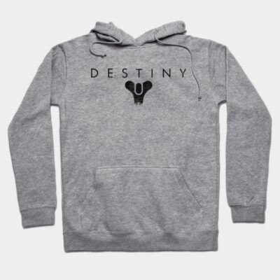 Gray cotton hoodie with "Destiny" graphic print, casual style, perfect for everyday wear and comfort.