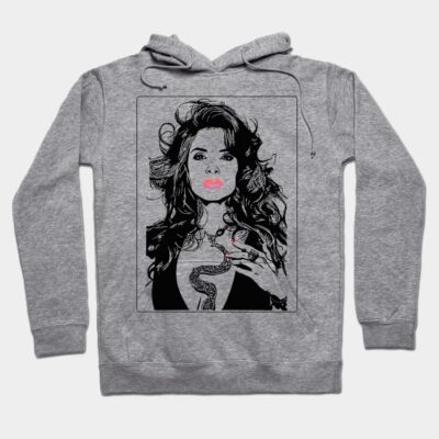 Gray hoodie with artistic graphic print, featuring pink accents. Casual style, ideal for everyday wear. Cotton blend material.