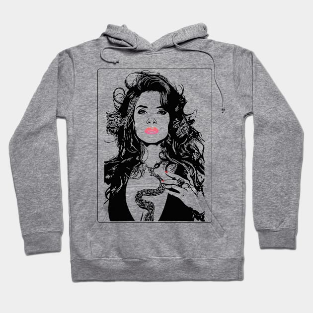 Gray hoodie with artistic graphic print, featuring pink accents. Casual style, ideal for everyday wear. Cotton blend material.