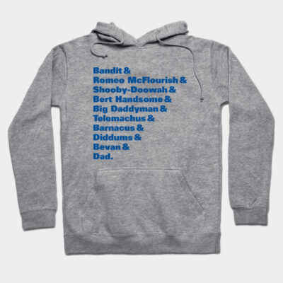 Gray hoodie with blue text print, cozy cotton blend, casual style, perfect for everyday wear and comfort.