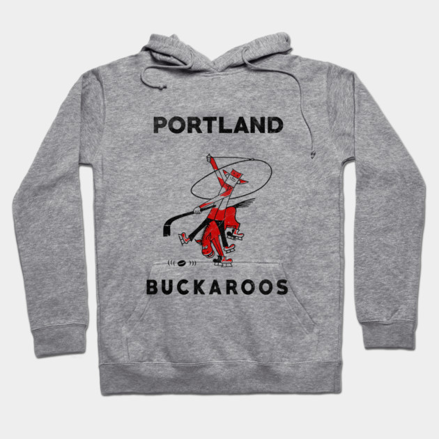 Gray Portland Buckaroos hoodie featuring vintage graphic, cozy cotton blend, ideal for casual wear and sports fans.
