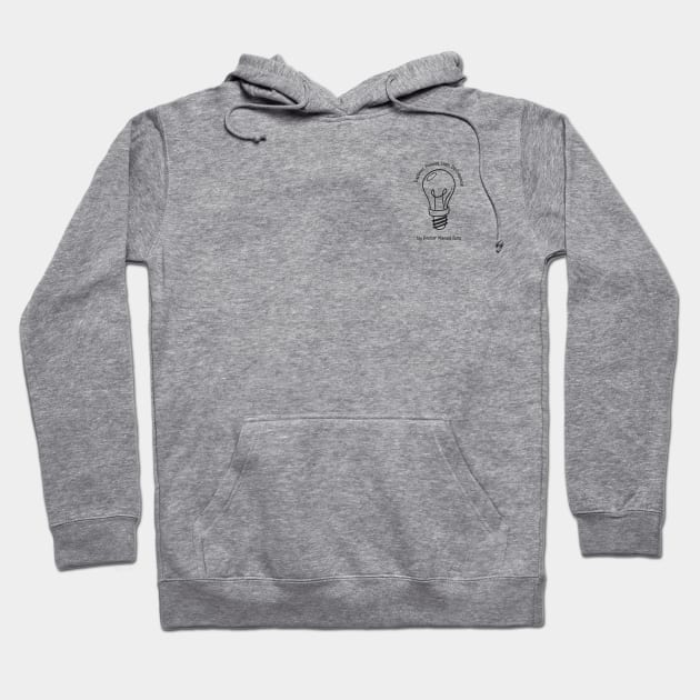 Gray cotton hoodie with light bulb design, kangaroo pocket, and drawstring hood, ideal for casual wear.