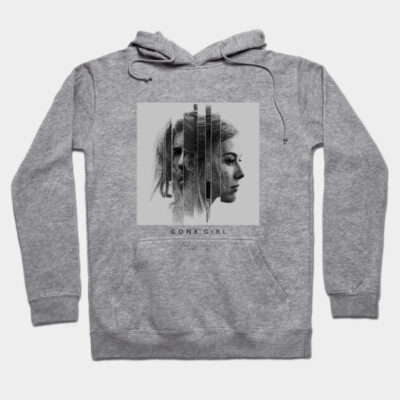 Gray "Gone Girl" graphic hoodie in soft cotton, featuring front print design and drawstring hood for casual wear.