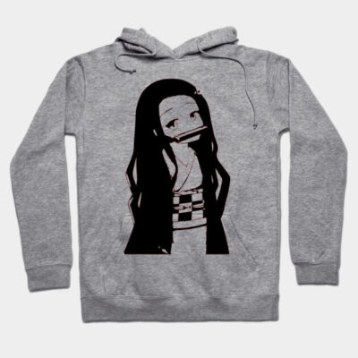 Gray anime graphic hoodie featuring a character print, cotton material, casual wear, unisex style, comfortable fit.