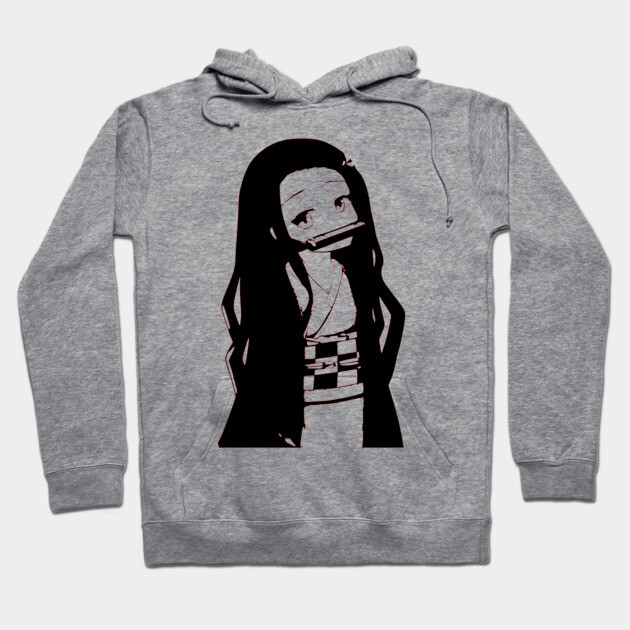 Gray anime graphic hoodie featuring a character print, cotton material, casual wear, unisex style, comfortable fit.