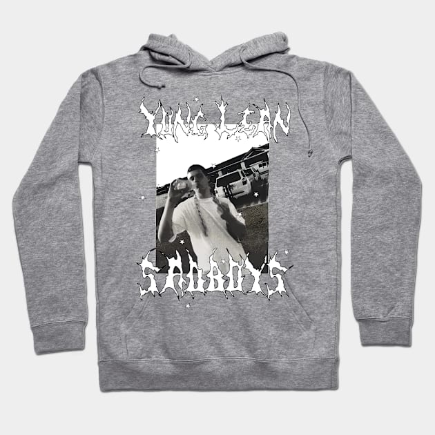 Gray graphic hoodie with bold text design, casual streetwear style, made from soft cotton blend material.