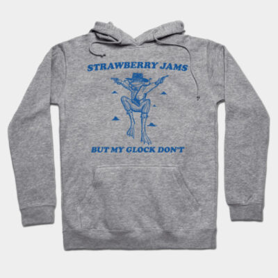 Gray hooded sweatshirt with blue graphic and text design. Comfortable cotton blend, ideal for casual wear.
