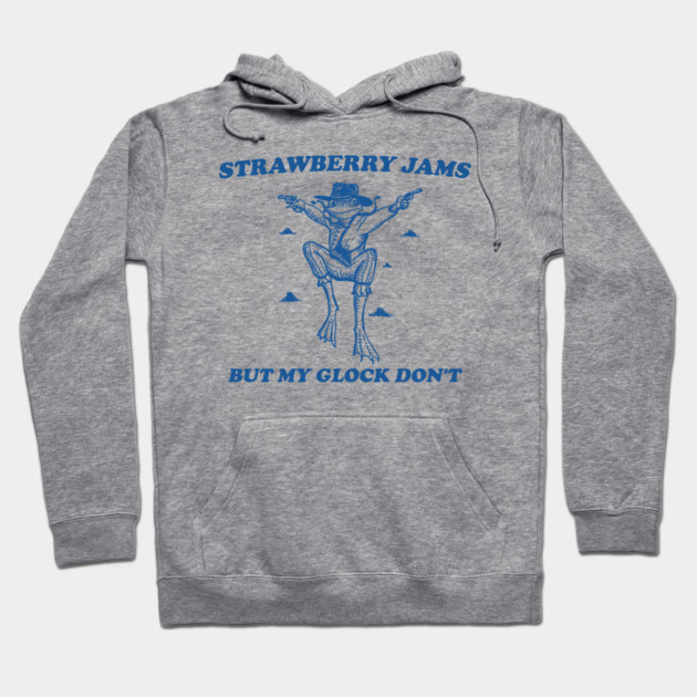Gray hooded sweatshirt with blue graphic and text design. Comfortable cotton blend, ideal for casual wear.
