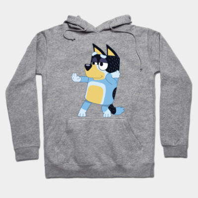 Gray hoodie with playful cartoon dog print, soft cotton material, casual style, perfect for everyday wear.
