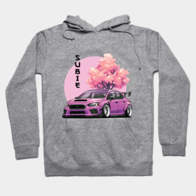 Subaru Impreza WRX STI Car Art - Widebody Modified Pink JDM Car Hoodie by JDM-Rey