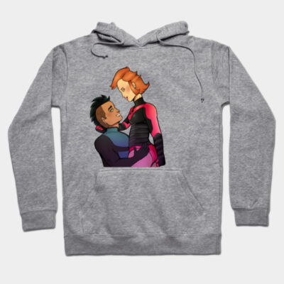 Gray hoodie with colorful cartoon design, featuring a vibrant graphic. Cozy cotton blend, perfect for casual wear.