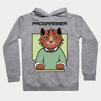 Programmer Cool Dreads Cat with Keyboard Hoodie by Sue Cervenka