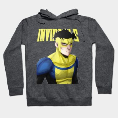 Gray hoodie featuring vibrant superhero graphic design, ideal for casual wear. Comfortable cotton blend material.