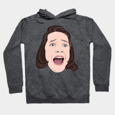 Charcoal gray hoodie with a bold graphic face print, perfect for casual wear. Cozy cotton material for everyday comfort.