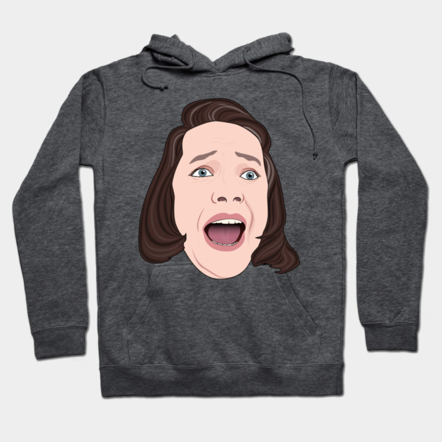 Charcoal gray hoodie with a bold graphic face print, perfect for casual wear. Cozy cotton material for everyday comfort.