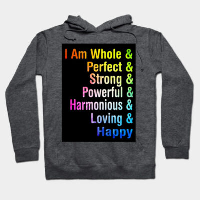 Charcoal gray hoodie with colorful motivational text design, perfect for casual wear, made from soft cotton blend material.