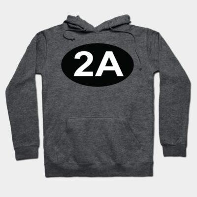 Charcoal gray hoodie with "2A" graphic, cotton blend, casual wear, comfortable fit, perfect for everyday use.