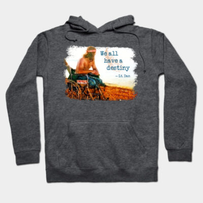 Charcoal gray hoodie featuring inspirational quote and artistic print, perfect for casual wear and comfort.