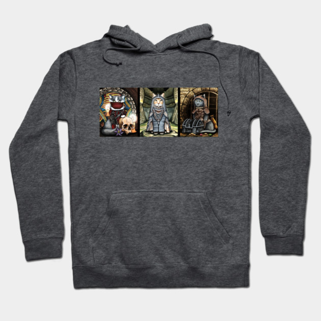 Fantasy Cat Triptych Hoodie by Bartwork