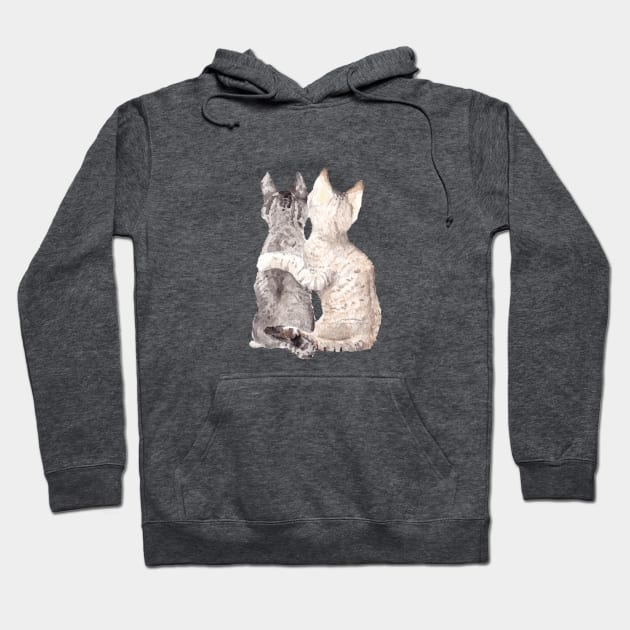 Charcoal gray hoodie with cute cat illustration, cozy cotton blend, perfect for casual wear.