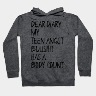 Gray hoodie with bold black text print, casual style, soft cotton material for everyday wear.