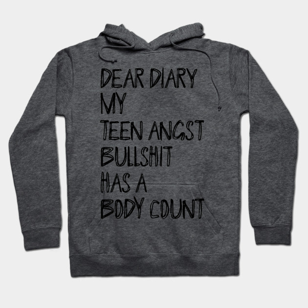 Gray hoodie with bold black text print, casual style, soft cotton material for everyday wear.