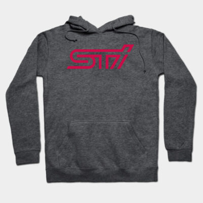 Charcoal gray hoodie with red logo, soft cotton blend, casual style, perfect for everyday wear and comfort.