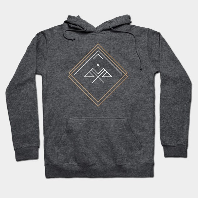 Dark grey hoodie with geometric design, casual style, soft cotton blend, ideal for everyday wear and comfort.