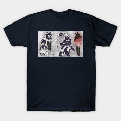 Navy blue graphic tee with abstract design, soft cotton, casual style, perfect for everyday wear.