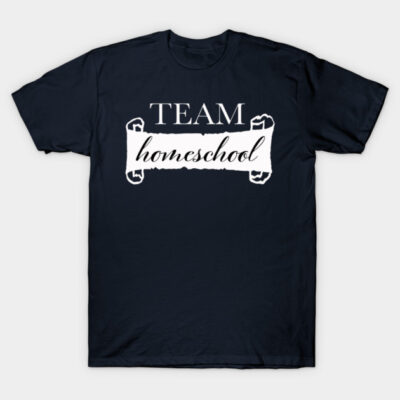 Navy blue "Team Homeschool" t-shirt, casual style, suitable for everyday wear, soft cotton fabric.