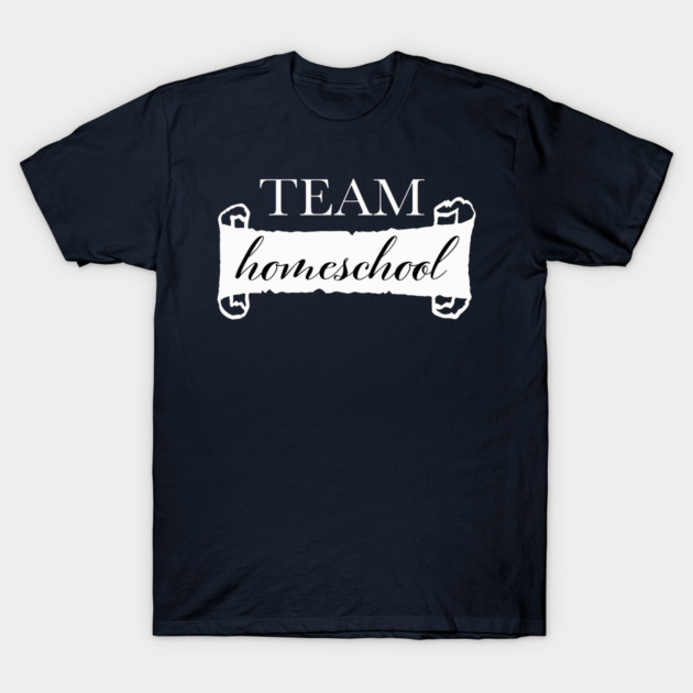 Navy blue "Team Homeschool" t-shirt, casual style, suitable for everyday wear, soft cotton fabric.