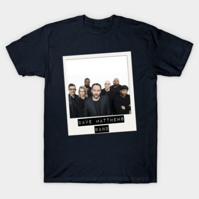 Navy blue graphic T-shirt with band photo design, casual cotton wear for music fans.