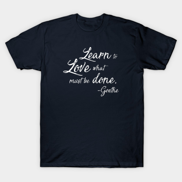 Navy blue t-shirt with white inspirational quote, casual style, 100% cotton, perfect for everyday wear.
