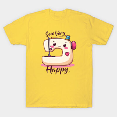Sewing machine cute kawaii face seamstress quilter quilting T-Shirt by BigMRanch